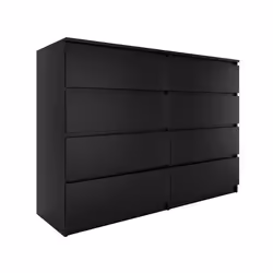 Commode - MILAN - 8 tiroirs - Noir - Contemporaine - Meuble de rangement