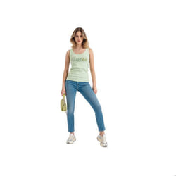 Débardeur côtelé coton logo strass  -  Guess jeans - Femme