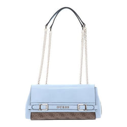 GUESS Sac à épaule bleu clair brun clair pour femme Sestri Logo Convertible Xbody Flap Bag Latte Logo / Sky Blue 266656
