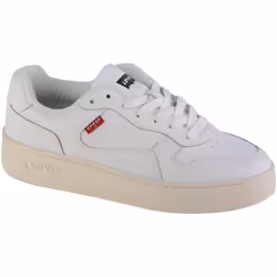 Baskets cuir femme blanc - Levis® - Plat - Lacets - Cuir