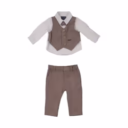 Ensemble chemise manches longues avec gilet et pantalon de costume bébé garçon Guess