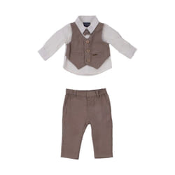 Ensemble chemise manches longues avec gilet et pantalon de costume bébé garçon Guess