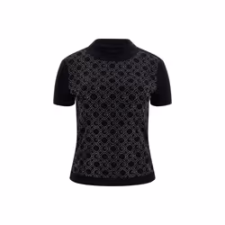 T-shirt col montant femme Guess All Over Logo
