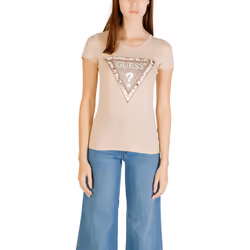 T-shirt femme Guess CN Cheeta Logo Triangle