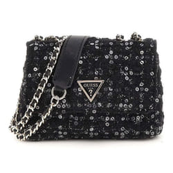 GUESS Sac à épaule bandoulière noir pour femme - Giully Mini 2 Compartment Convertible Flap XS Black / Gold 295243