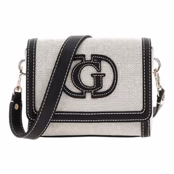 GUESS Sac à épaule bandoulière crème noir pour femme - Sebina Flap Shoulder Bag Natural / Black 294386