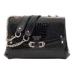 Sac à épaule - GUESS - Silvye Convertible Xbody Flap Bag - Noir - 100% polyuréthane - 26x14x6 cm
