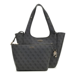 GUESS Sac à épaule gris foncé noir pour femme - Calista 2 in 1 Tote Coal Logo 310914