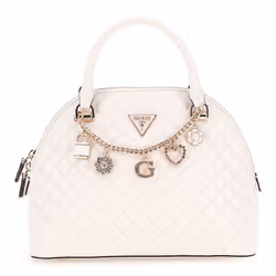GUESS Sac à épaule crème pour femme - Everlee Dome Satchel Bag Creme White 311071