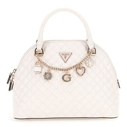 GUESS Sac à épaule crème pour femme - Everlee Dome Satchel Bag Creme White 311071