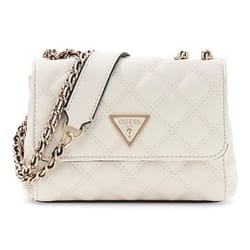 GUESS Sac à épaule bandoulière crème pour femme - Giully II Mini Compound Convertible Flap Bag Cream White 311590
