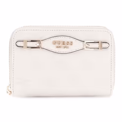 GUESS Porte-monnaie crème vieux rose pour femme - Katya SLG Medium Zip Around Wallet M White Logo 311786