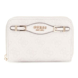 GUESS Porte-monnaie crème vieux rose pour femme - Katya SLG Medium Zip Around Wallet M White Logo 311786