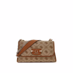 GUESS Sac à épaule brun clair marron pour femme - Neda Convertible Xbody Flap Bag Latte Logo 314435