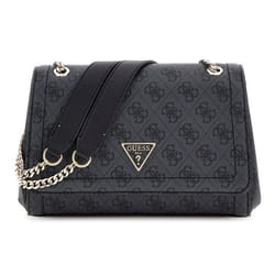 GUESS Sac à épaule gris foncé noir pour femme - Noelle II Convertible Xbody Flap Bag Coal Logo 310250