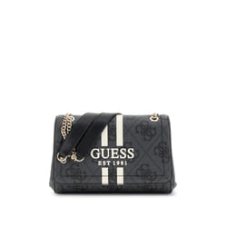 GUESS Sac à épaule gris foncé noir pour femme - Noelle II Convertible Xbody Flap Bag Coal Logo 311076