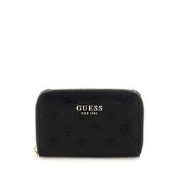 GUESS Porte-monnaie noir pour femme - Phoebe SLG Medium Zip Around Wallet M Black Logo 311478