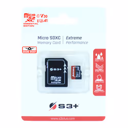 S3+ S3SDC10V30E, 64 Go, MicroSDXC, Classe 10, UHS-I, Class 1 (U1), V30