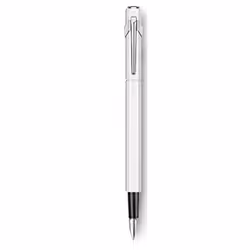 Caran d-Ache Plume Classic, Blanc, Système de remplissage cartouche, Bleu, Aluminium, Moyen, 1 pièce(s)
