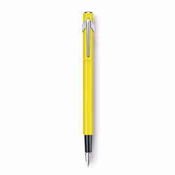 Caran d-Ache Plume Fluo, Jaune, Système de remplissage cartouche, Bleu, Aluminium, Moyen, Suisse