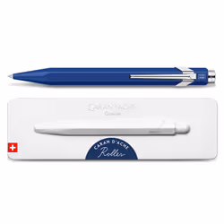Caran d-Ache 846.659, Stylo à bille retractable avec clip, Bleu, Noir, Aluminium, Moyen, Ambidextre