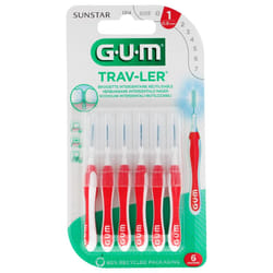 GUM Trav-Ler 6 Brossettes Interdentaires Réutilisables - Taille : 1314 : 0,8 mm
