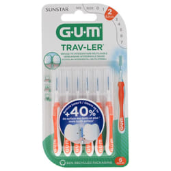 GUM Trav-Ler 6 Brossettes Interdentaires Réutilisables - Taille : 1412 : 0,9 mm