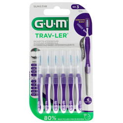 GUM Trav-Ler 6 Brossettes Interdentaires Réutilisables - Taille : 1,2 mm