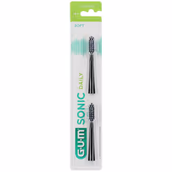 Brosses à Dents-GUM Sonic Daily 2 Têtes de Brosse Souple 4110 (Couleur : Noir)