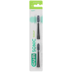 Brosses à Dents-GUM Sonic Daily 2 Têtes de Brosse Souple 4110 (Couleur : Noir)