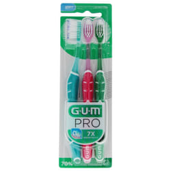 GUM PRO Brosse à Dents Souple Trio Pack - Couleur : Vert d'Eau - Rose - Vert