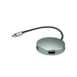 ROLINE 14.02.5036 hub & concentrateur USB 3.2 Gen 1 (3.1 Gen 1) Type-C 5000 Mbit/s Noir, Acier inoxydable