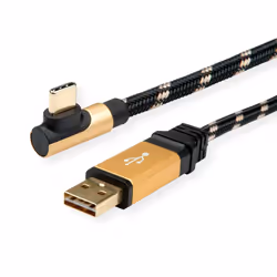 ROLINE 11.02.9062, 3 m, USB A, USB C, USB 2.0, 480 Mbit/s, Noir, Or