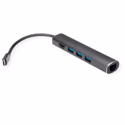 Value 12.99.1043, Avec fil, USB 3.2 Gen 1 (3.1 Gen 1) Type-C, 10,100,1000 Mbit/s, Gris, 3840 x 2160 pixels, Aluminium