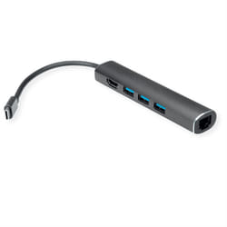 Value 12.99.1043 station d'accueil Avec fil USB 3.2 Gen 1 (3.1 Gen 1) Type-C Gris
