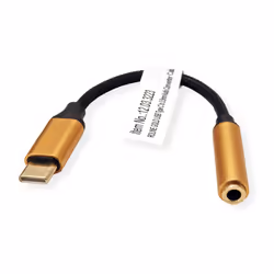 ROLINE 12.03.3223 câble de téléphone portable Noir, Or 0,13 m USB C 3,5mm