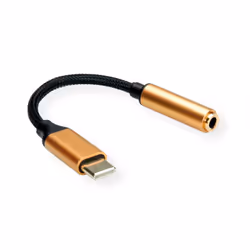 ROLINE 12.03.3223 câble de téléphone portable Noir, Or 0,13 m USB C 3,5mm