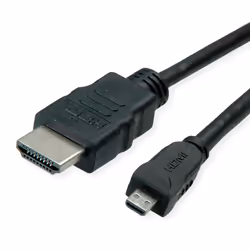 ROLINE 11445581, 2 m, HDMI Type A (Standard), HDMI Type D (Micro), Compatibilité 3D, Canal de retour audio (ARC, Audio Return ...
