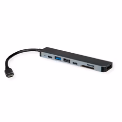ROLINE 12021122, Avec fil, USB 3.2 Gen 1 (3.1 Gen 1) Type-C, 60 W, Gris, MicroSD (TransFlash), SD, 3840 x 2160 pixels