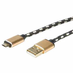 ROLINE 11.02.8819 câble USB 0,8 m USB 2.0 USB C Micro-USB B Noir, Or
