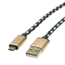 ROLINE 11.02.8820 câble USB 1,8 m USB 2.0 USB C Micro-USB B Noir, Or