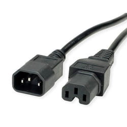 Value 19.99.1122 câble électrique Noir 1,8 m Coupleur C14 Coupleur C15
