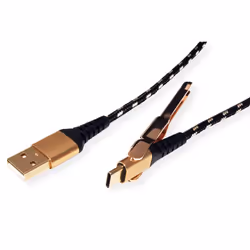 ROLINE 11.02.8920 câble USB 1 m USB 2.0 USB A USB C Noir, Or