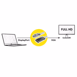 ROLINE 11.04.5972 câble vidéo et adaptateur 2 m DisplayPort VGA (D-Sub) Noir