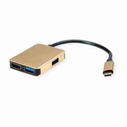 ROLINE 12.02.1120, Avec fil, USB 3.2 Gen 1 (3.1 Gen 1) Type-C, Or, 3840 x 2160 pixels