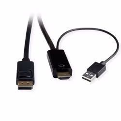 ROLINE 11.04.5992 câble vidéo et adaptateur 2 m HDMI + USB DisplayPort Noir - Vue supplémentaire 2