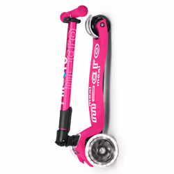 Micro Mobility Maxi Micro Deluxe Foldable LED Enfants Trottinette à trois roues Rose