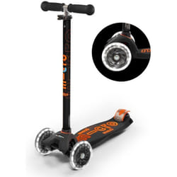 Trottinette - Micro - Maxi Deluxe LED - Noir/Orange - 3 roues - Pour enfants à partir de 5 ans