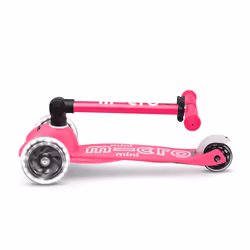 Micro Mobility Mini Micro Deluxe Foldable LED Enfants Trottinette à trois roues Rose