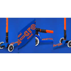 Micro Mobility Maxi Micro Deluxe Foldable Neon LED Enfants Trottinette à trois roues Bleu, Orange - Vue supplémentaire 8